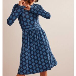 NWT Boden Abigail Jersey Dress French Navy Mosaic Size 4R